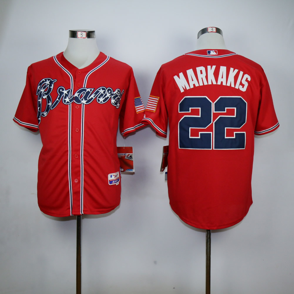 Men Atlanta Braves #22 Markakis Red MLB Jerseys
